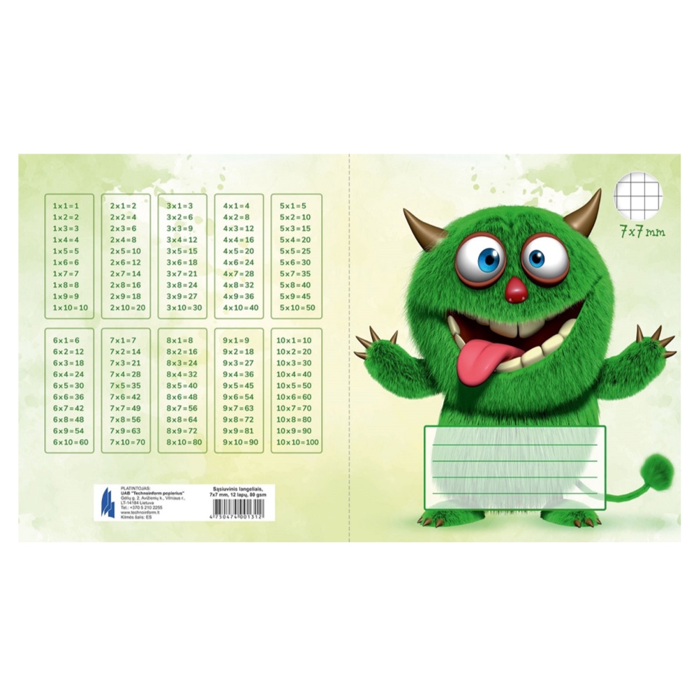 Sąsiuvinis A5 1 klasei 12 lapų langeliais 00131 - Image 2