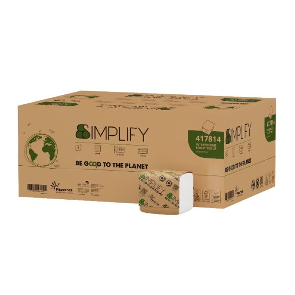 Tualetinis popierius servetėlėmis "Simplify" 224 lap. baltas Papernet 417814