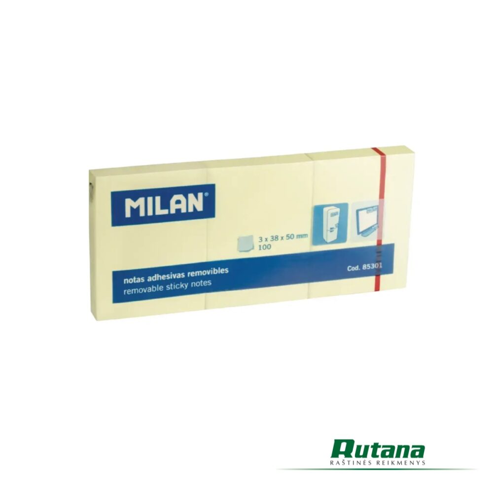 Lipnūs lapeliai 38 x 50 mm 3vnt. po 100l. geltoni Milan 85301