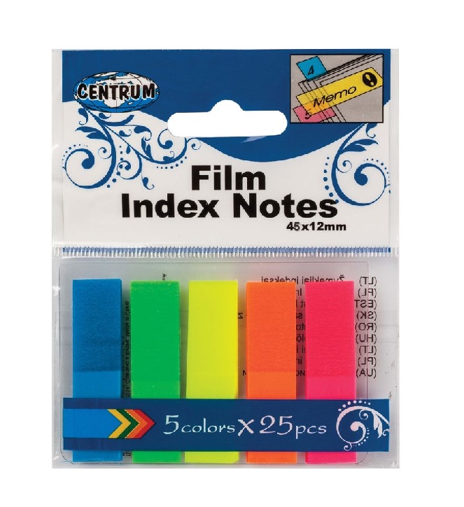 Lipnūs plastikiniai žymekliai - indeksai 12 x 45 mm 5 spalvų Centrum 80408