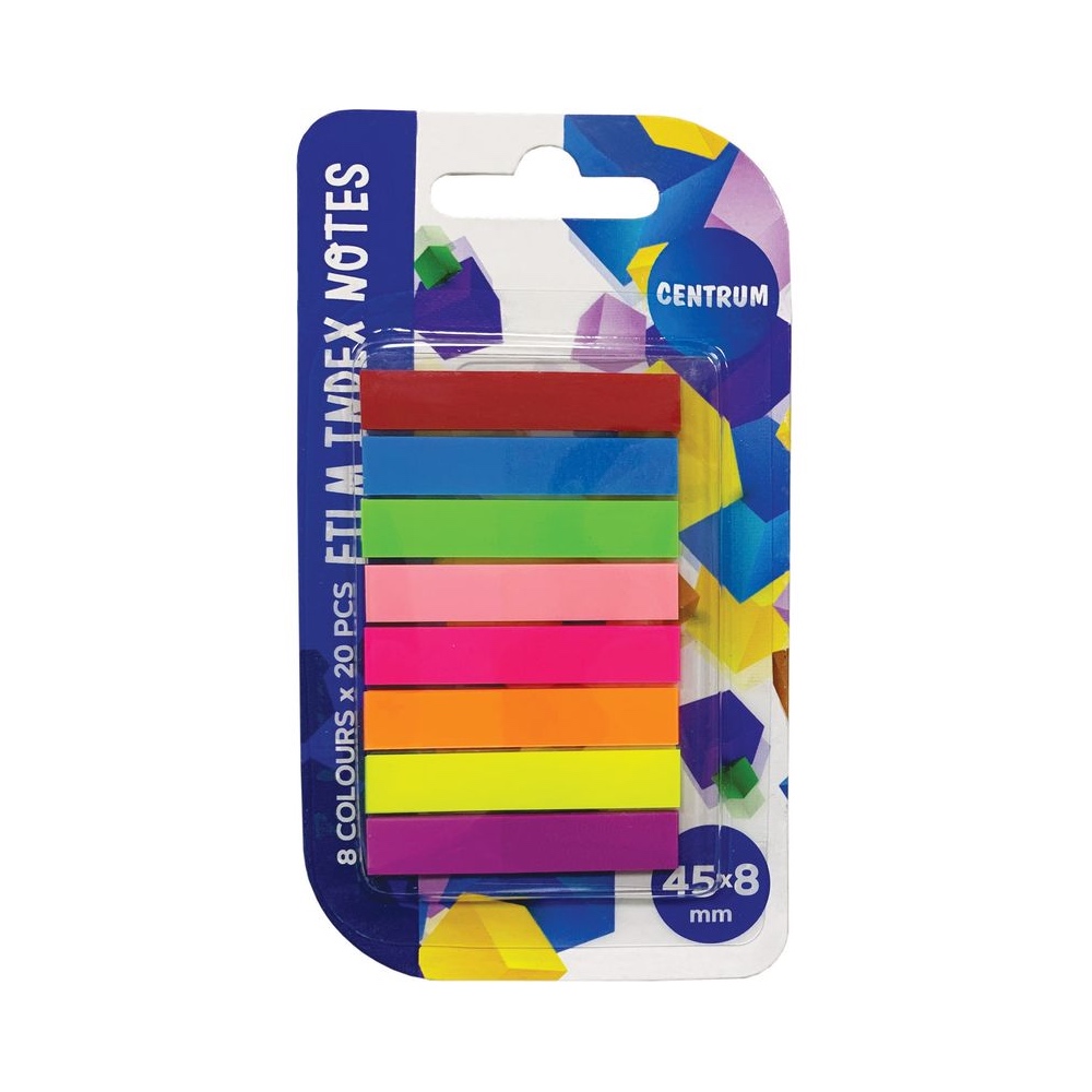 Lipnūs plastikiniai žymekliai - indeksai 8 x 45 mm 8 spalvų Centrum 83504