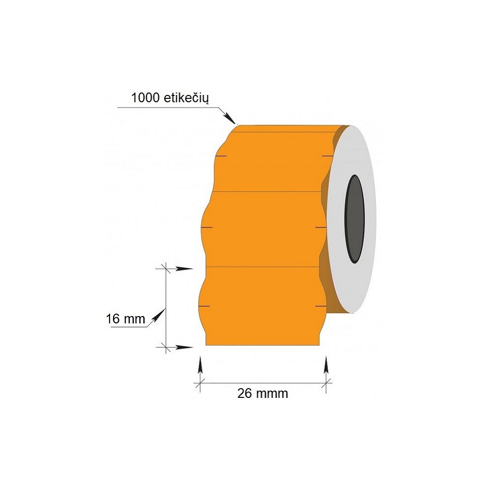 Lipnios kainų etiketės 26 x 16 mm spalvotos banguotos