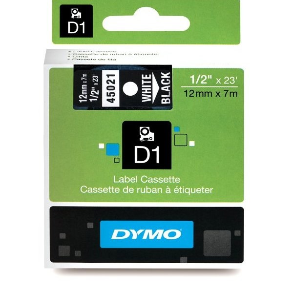 Lipni juostelė D1 12mm x 7m balta/juoda 45021 Dymo S0720610
