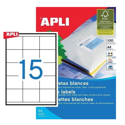 Lipnios etiketės A4/70 x 50.8 mm 100 lapų Apli 01295