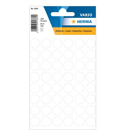 Lipnios etiketės apvalios 13mm 240vnt. baltos Herma 1860