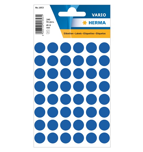 Lipnios etiketės apvalios 13mm 240vnt. mėlynos Herma 1853