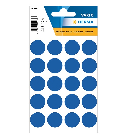 Lipnios etiketės apvalios 19mm 100vnt. tamsiai mėlynos Herma 1883