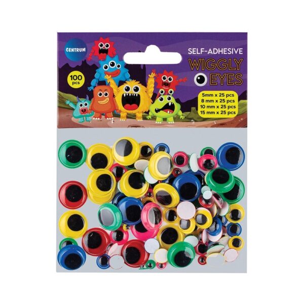 Lipnios judančios akys "Wiggly Eyes" 100vnt. spalvotos Centrum 81170