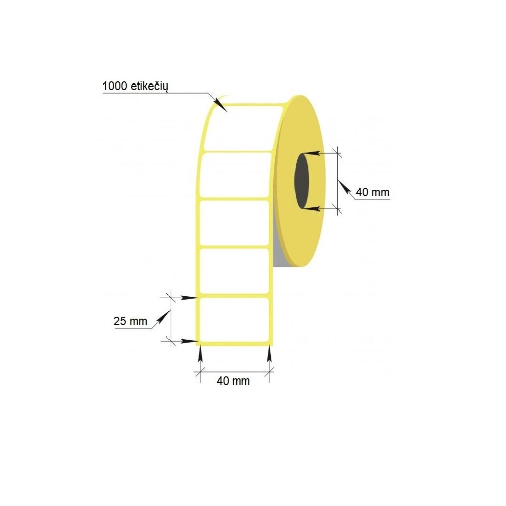 Lipnios etiketės Thermal Eco 40x25mm 1000 etikečių baltos 01336