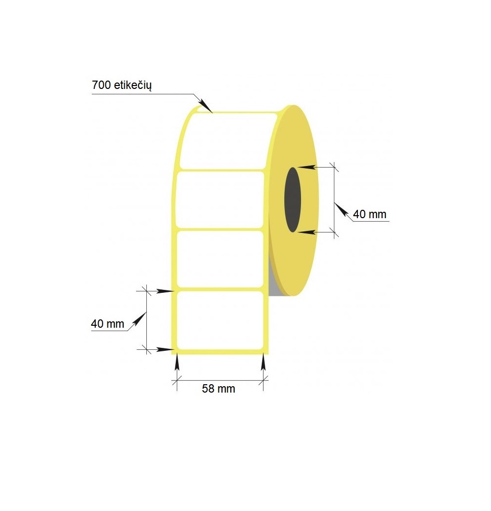 Lipnios etiketės Thermal Eco 58x40mm 700 etikečių baltos 00724
