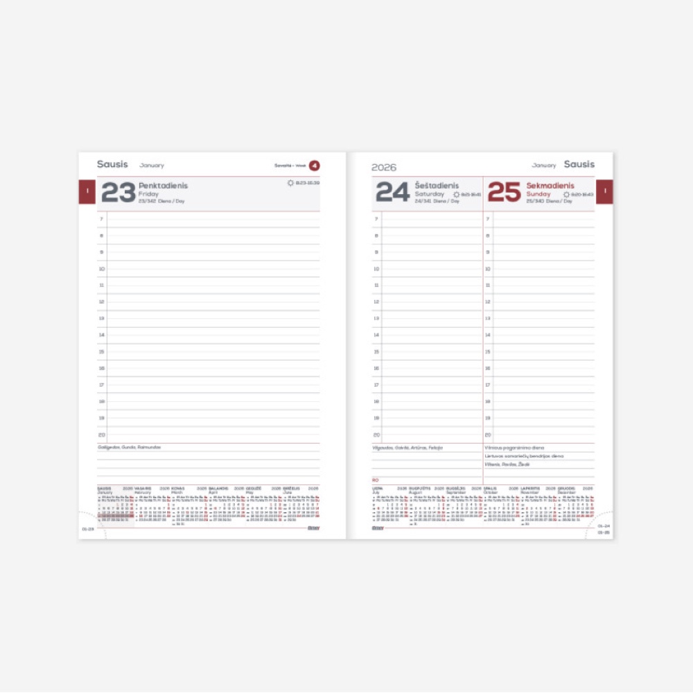 Darbo knyga A5 2026m. spalvotu viršeliu Timer - Image 2