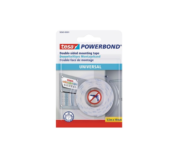Lipni dvipusė montavimo juosta Powerbond 19mm x 1.5m Tesa 58565-00001