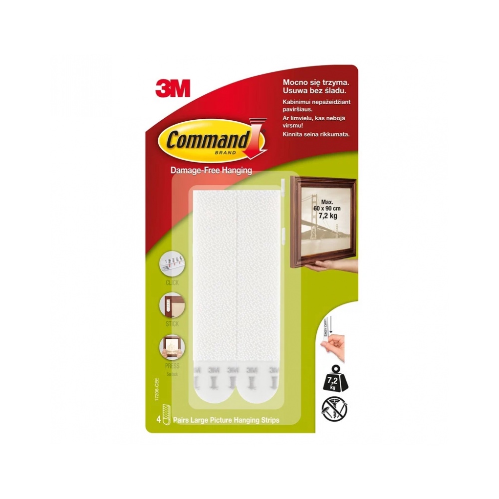Lipnūs laikikliai rėmelių tvirtinimui L dydžio 4vnt. 3M Command 17206-CEE