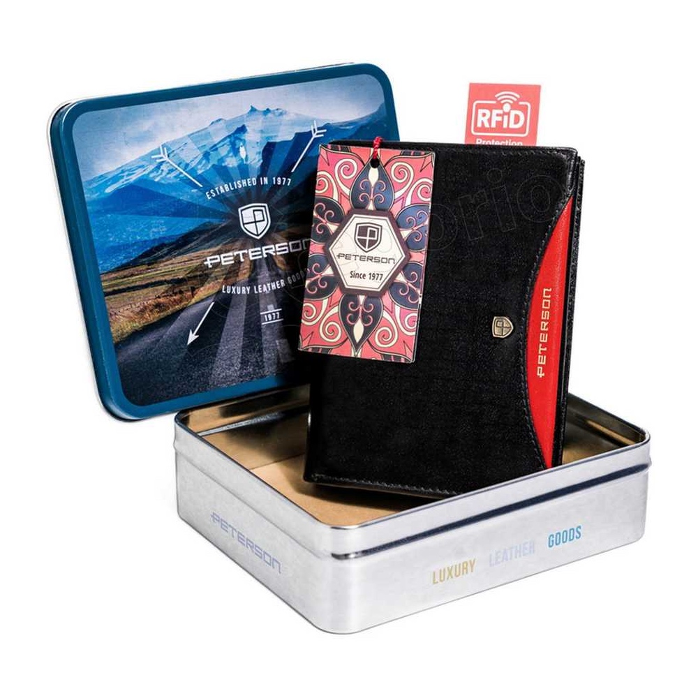 Piniginė natūralios odos vyriška juoda Peterson 348.01