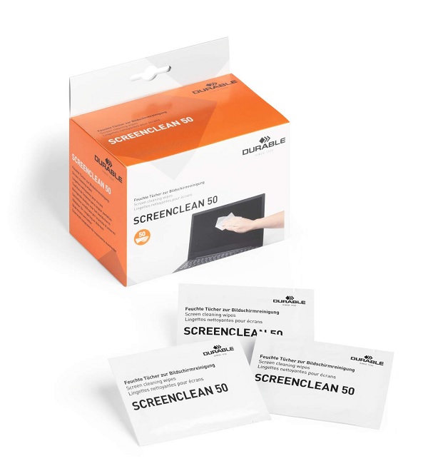 Drėgnos servetėlės ekranams Screenclean 50 vnt. Durable 578702