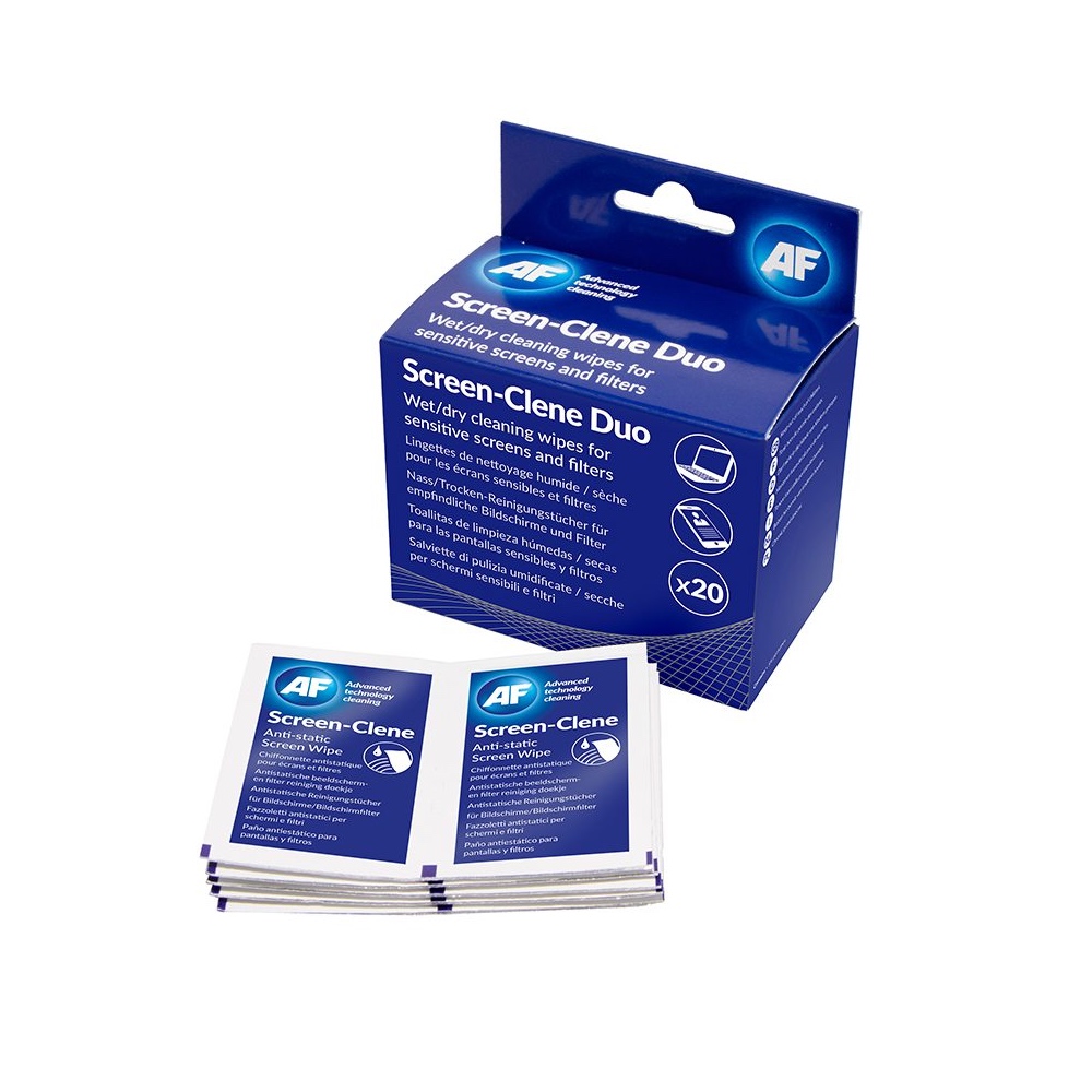 Drėgnos ir sausos servetėlės TFT/LCD ekranams 20 vnt. AF SCR020