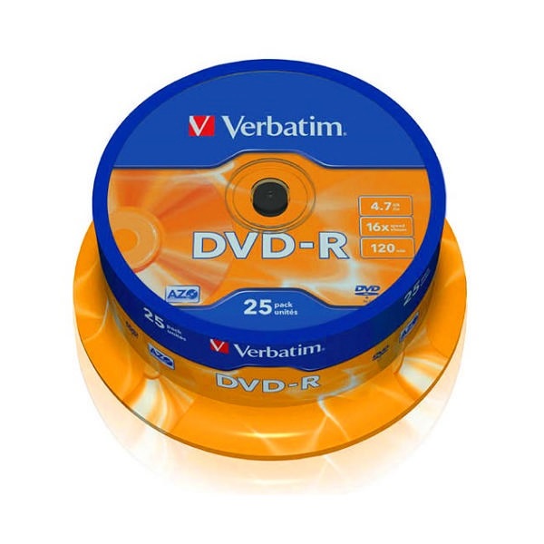 Kompaktiniai diskai DVD-R 4.7GB 16x 25 vnt. Verbatim 43522