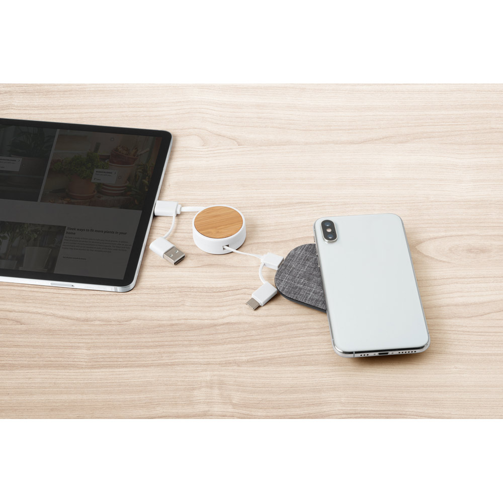 Laidas ištraukiamas USB 6in1 "Rubins" juodas/bambuko spalvos HD 97091-103 - Image 3