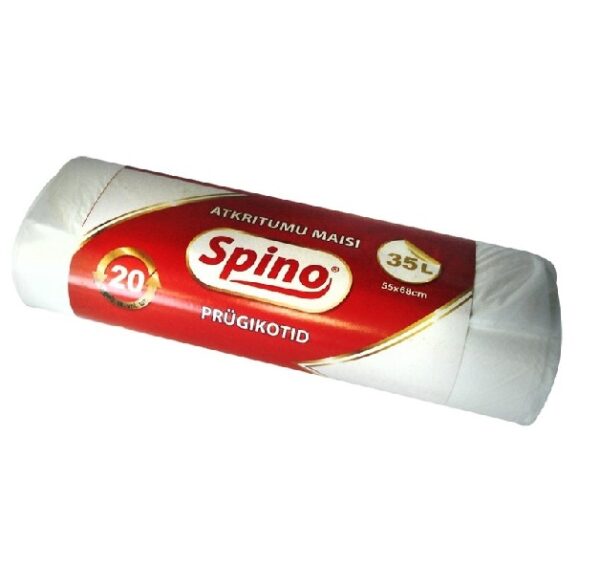 Maišai šiukšlėms 35 litrų 20 vnt. balti Spino