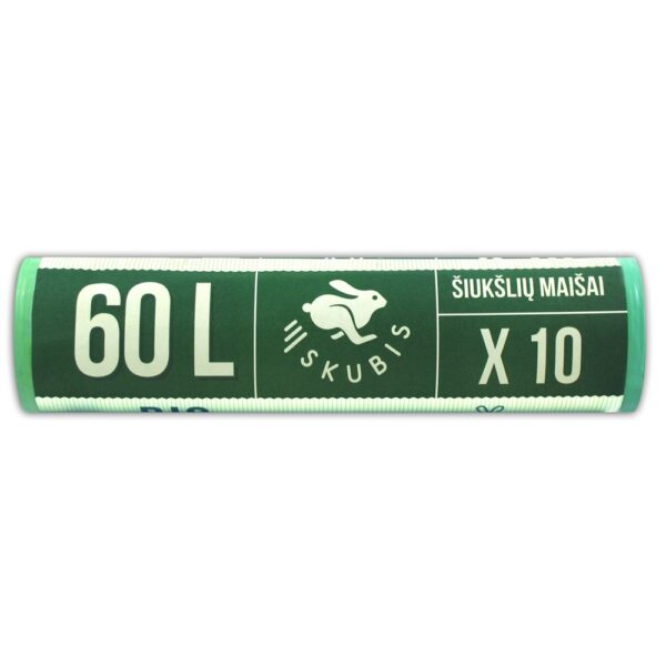 Maišai šiukšlėms 60 litrų 10 vnt. žali Skubis
