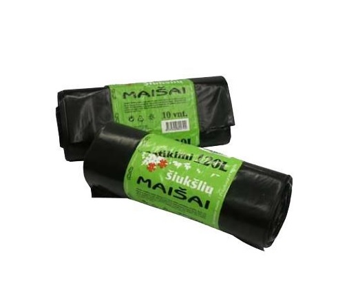 Maišai šiukšlėms 120 litrų 10 vnt. juodi Plasta 89279