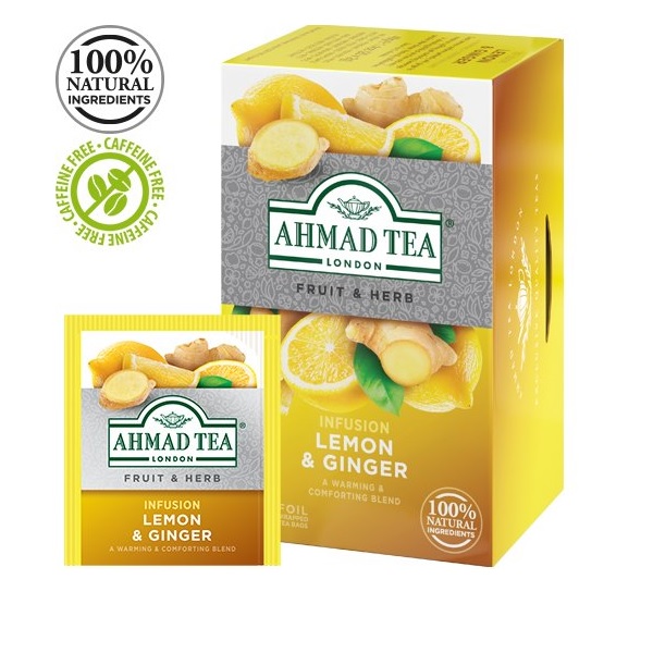 Arbata žolelių "Lemon & Ginger" 20 vnt. Ahmad Tea 00020