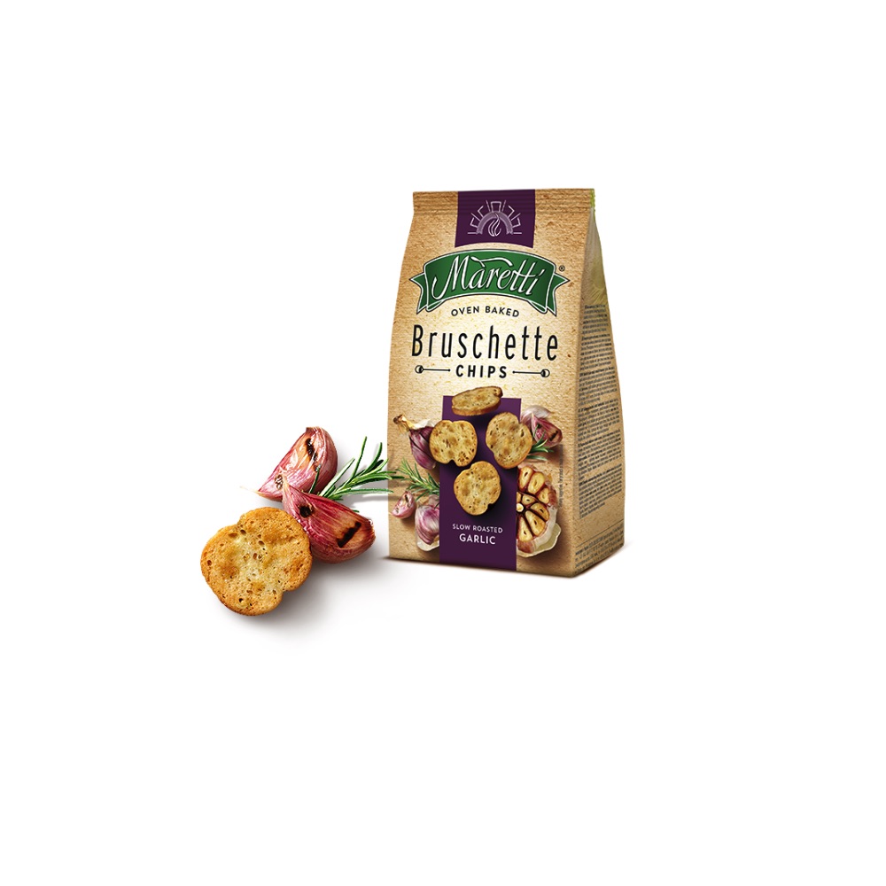 Duonos traškučiai "Bruschette" su česnakais 70g Maretti