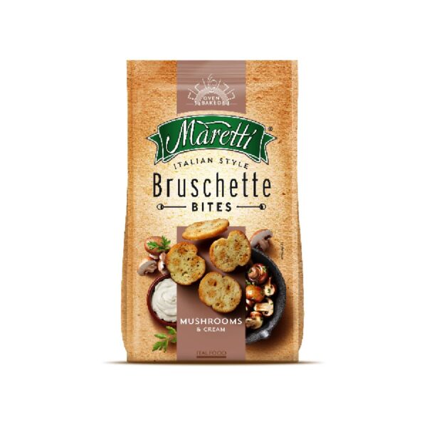 Duonos traškučiai "Bruschette" su grybais ir grietinėle 70g Maretti