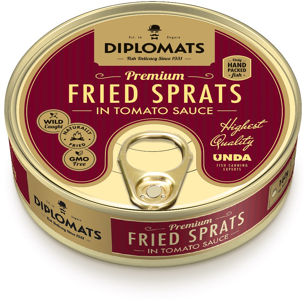 Kepti šprotai pomidorų padaže 240g Diplomats