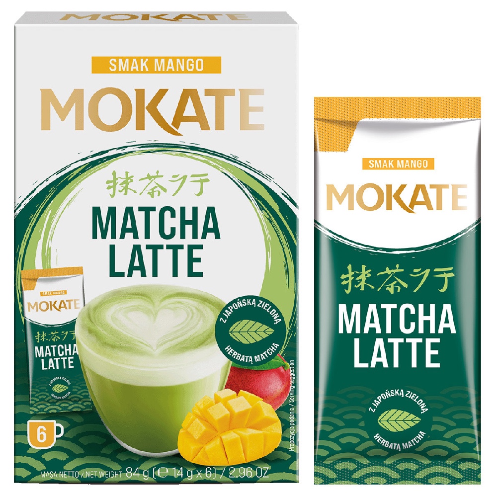 Žalios arbatos gėrimas Matcha Latte mangų skonio 6 vnt. Mokate