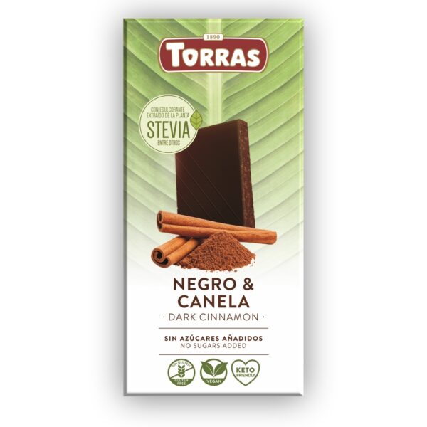 Juodas šokoladas "Dark Cinnamon" su stevija 125g Torras