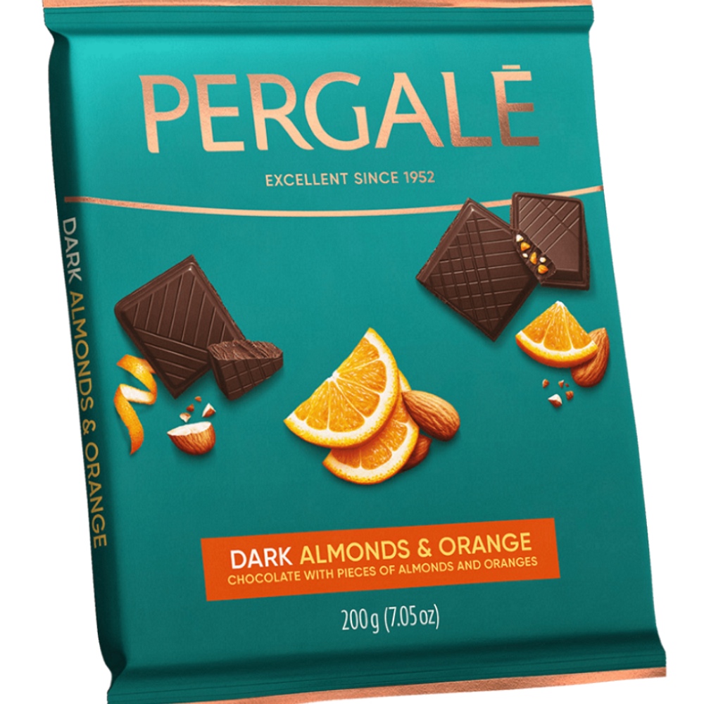 Juodasis šokoladas "Almonds&Orange" 200g Pergalė