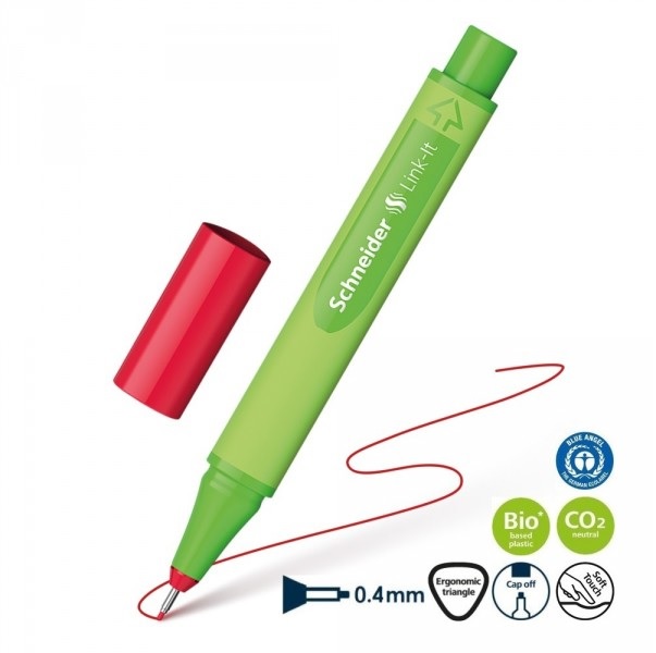 Rašiklis lineris Link-It 0.4mm raudonas Schneider 191202