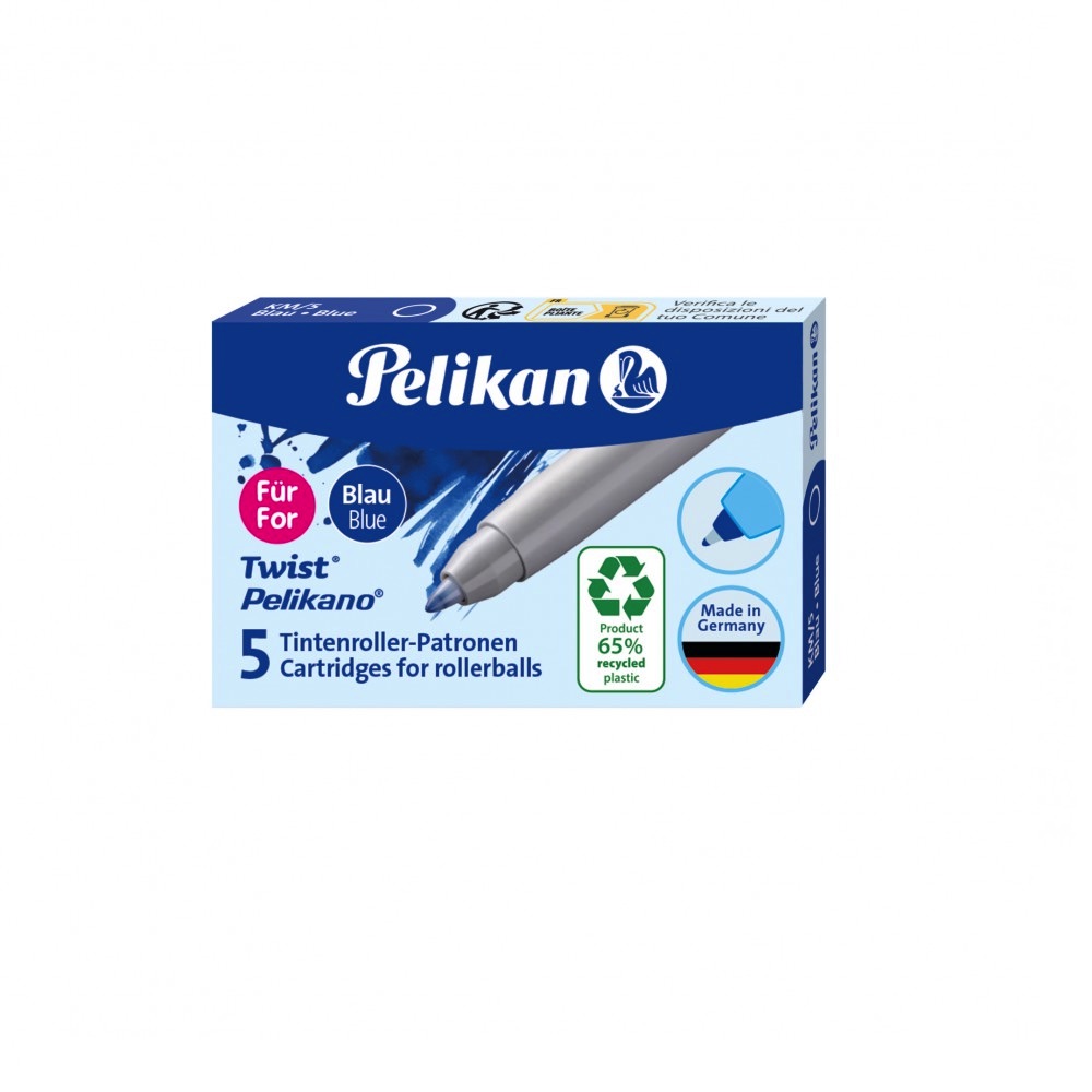 Rašalo kapsulės Twist Eco rašikliui KM/5 5vnt. mėlynos Pelikan 824682