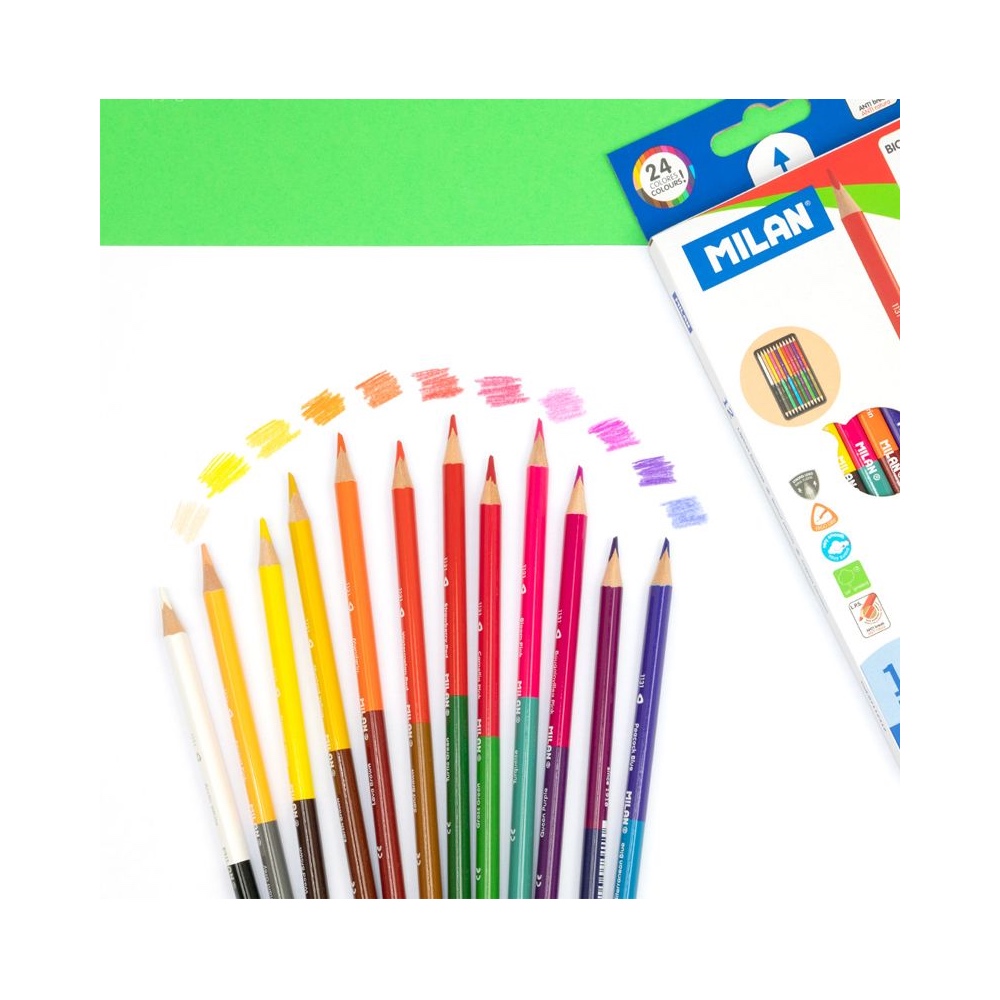 Spalvoti pieštukai 12 vnt./ 24 spalvos dvipusiai Milan 07112312 - Image 3