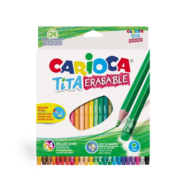 Spalvoti pieštukai su trintuku TITA Carioca 24 spalvų Universal 42938