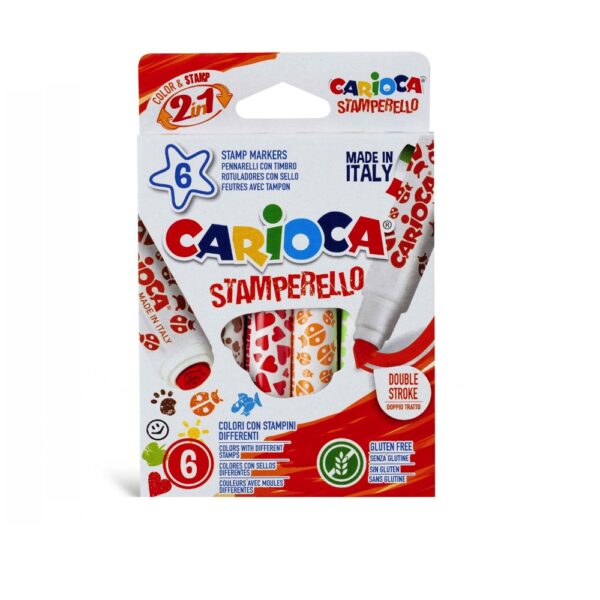Flomasteriai - antspaudukai "Stamperello" Carioca 6 spalvų Universal 42279