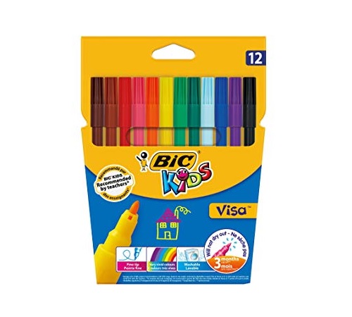 Flomasteriai Kids Visa 12 spalvų BIC