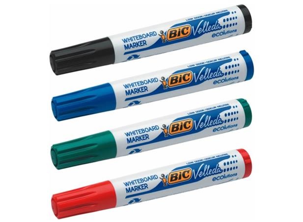 Žymeklių baltai lentai Velleda 4 spalvų rinkinys BIC