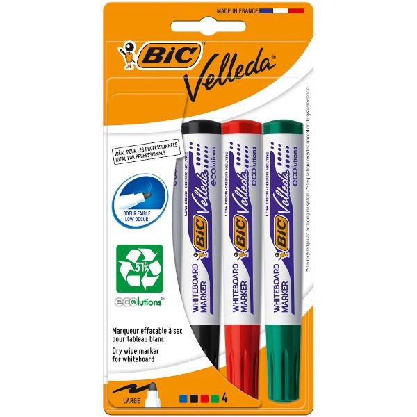 Žymeklių baltai lentai Velleda 4 spalvų rinkinys BIC - Image 3