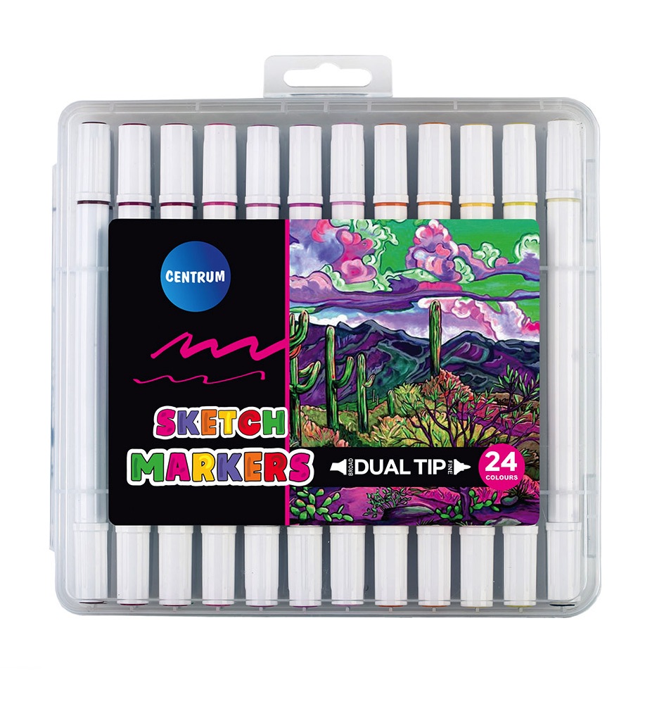 Žymeklių rinkinys piešimui ir eskizavimui dvipusiai 24 sp. Centrum 89701