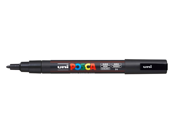 Žymeklis POSCA PC-3M 0.9-1.3mm juodas Uni Mitsubishi Pencil