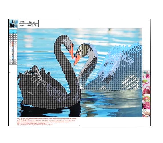 Deimantinės mozaikos rinkinys 5D "Gulbės" 30x40cm Centrum 89753