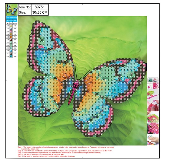 Deimantinės mozaikos rinkinys 5D "Drugelis" 30x30cm Centrum 89751