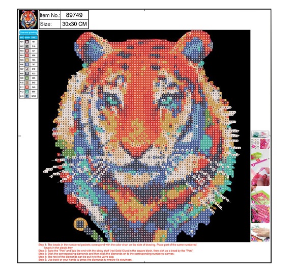 Deimantinės mozaikos rinkinys 5D "Tigras" 30x30cm Centrum 89749