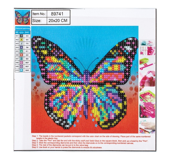 Deimantinės mozaikos rinkinys 5D "Drugelis" 20x20cm Centrum 89741