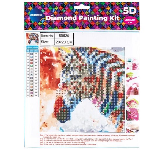 Deimantinės mozaikos rinkinys 5D "Zebras" 20x20cm Centrum 89620