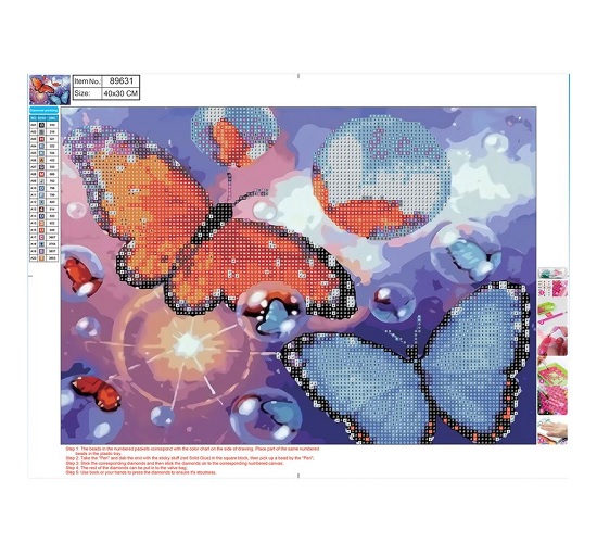 Deimantinės mozaikos rinkinys 5D "Drugeliai" 30x40cm Centrum 89631