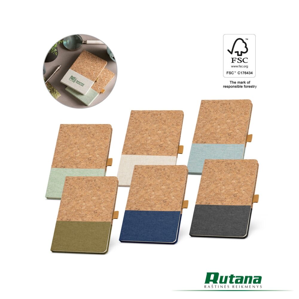 Užrašų knygutė A5 192 psl. linija viršelis kamštis/linas "Klee" natūralios spalvos HD 93277-150 - Image 2