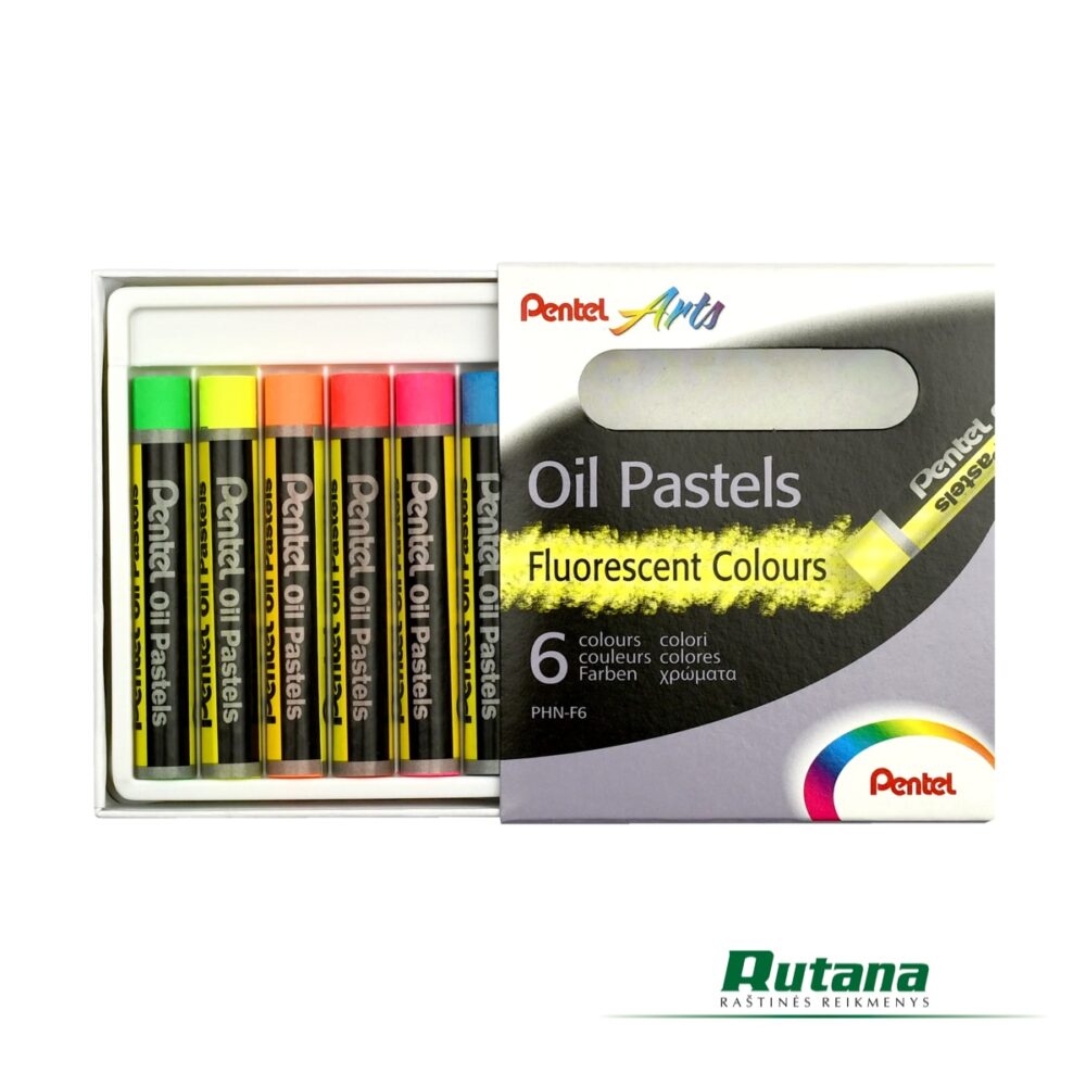 Pastelė aliejinė Arts Fluorescent 6 spalvos Pentel PHN-F6 - Image 3